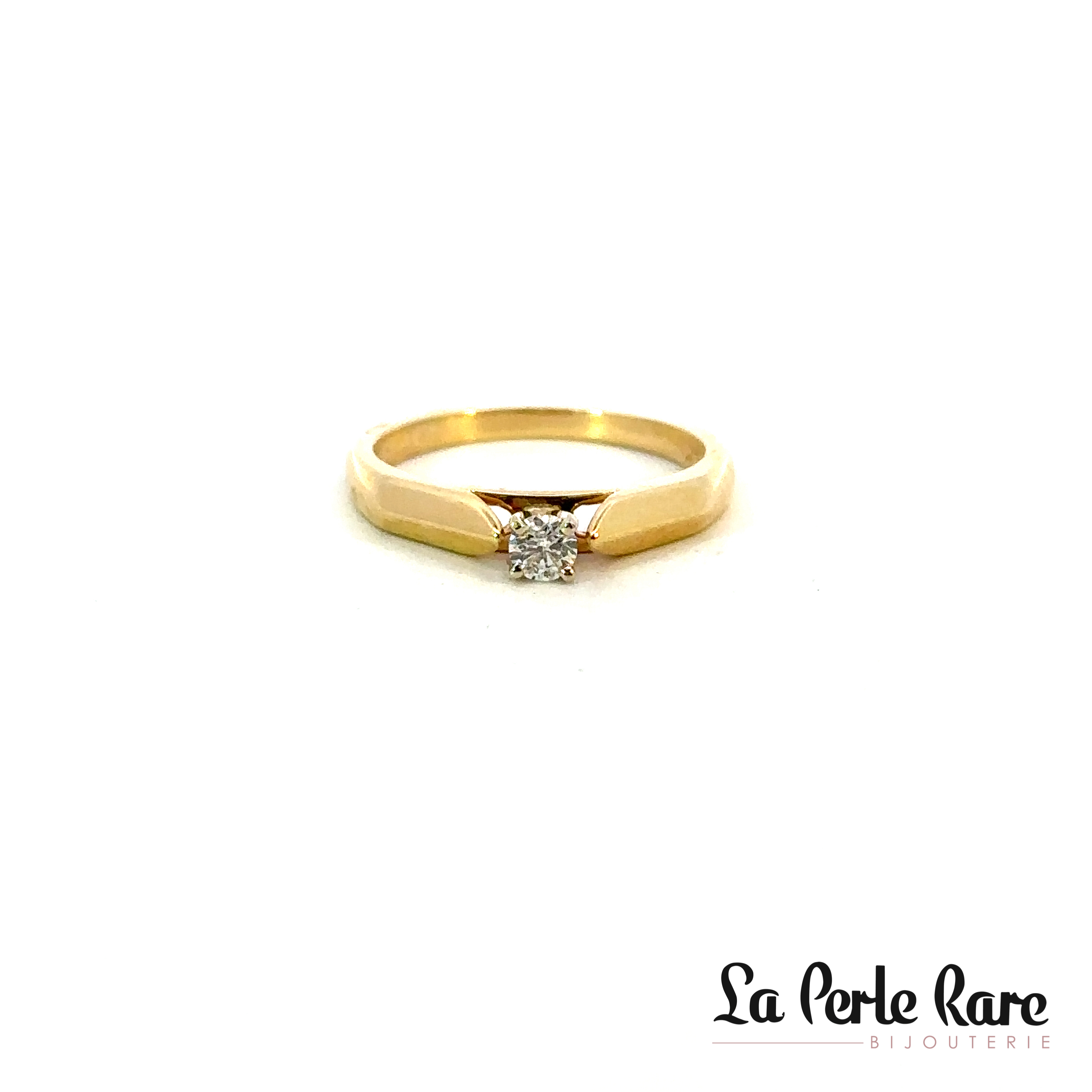 Yellow gold solitaire ring with a 15-point diamond - R7210 - Exclusivity