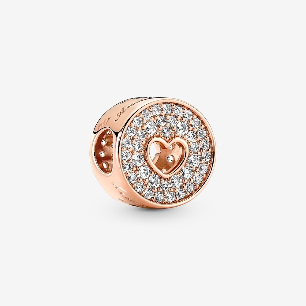 Bille d'anniversaire pavé et coeur, pandora rose, zircons - 781977C01 - Pandora