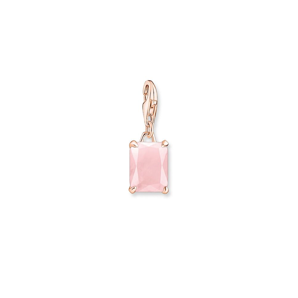 Pendentif charm grande pierre rose