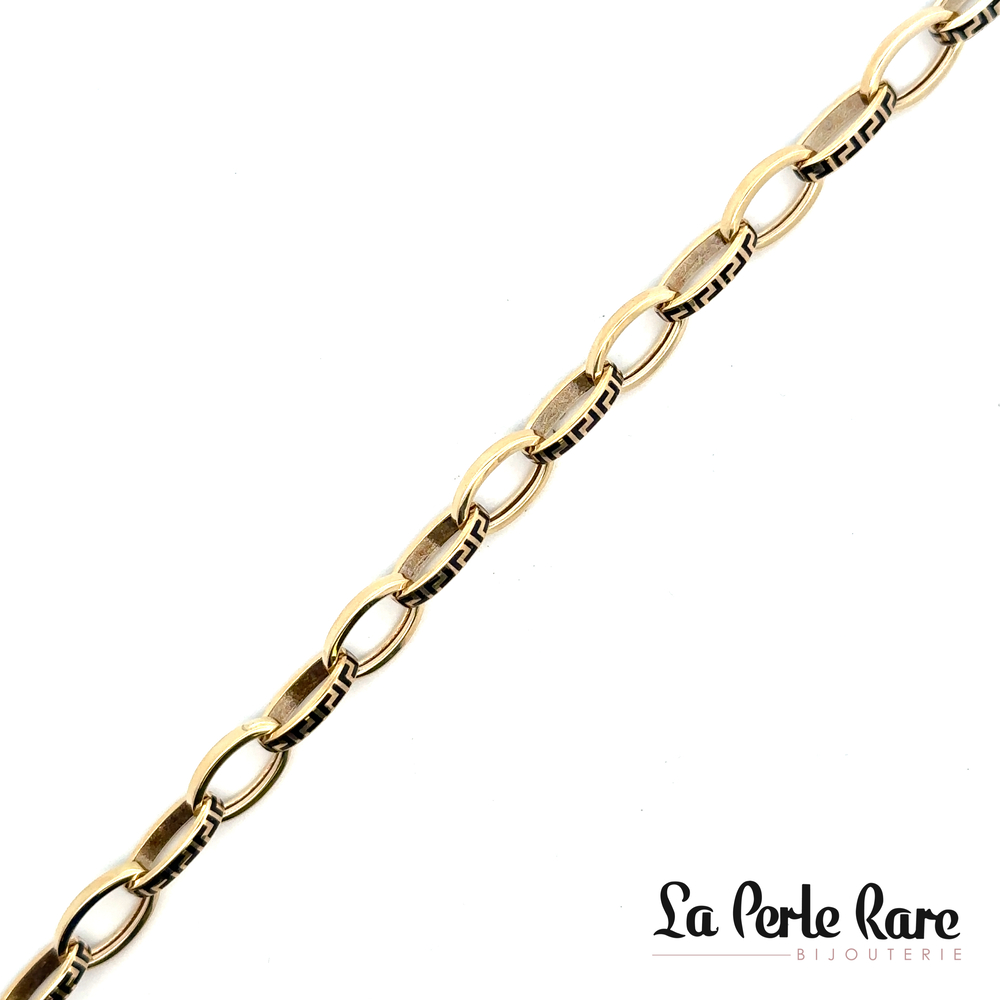 Versace Style Bracelet, Yellow Gold, Black Enamel - BXC01-6583-J - Exclusivity