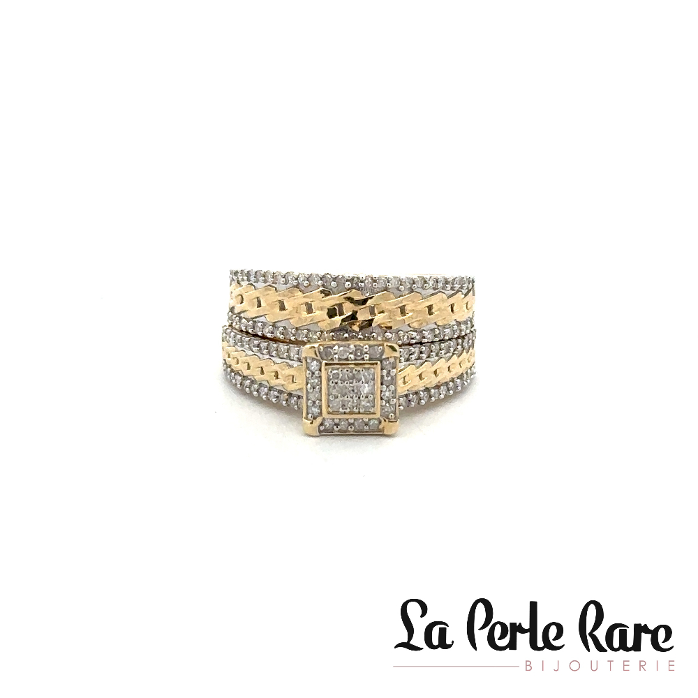 10K Yellow Gold Wedding Band Set, 36 Total Diamond Points - CA1013108-F - Exclusivity