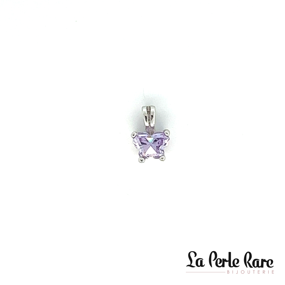 Pendentif argent, juin, zircon mauve pâle