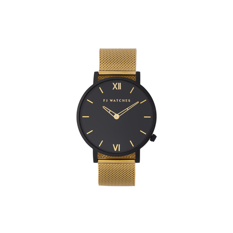 Montre oro moon noir acier doré