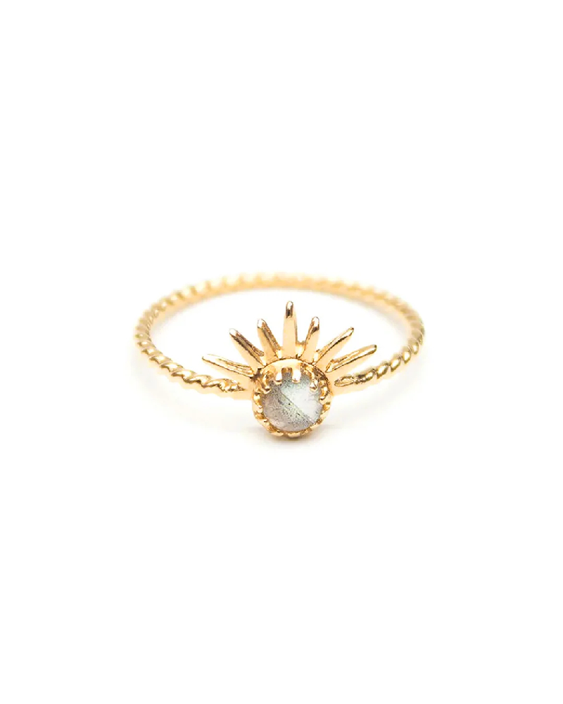 Half-sun ring in gold-plated silver with labradorite - SOLAR-G-6 - Welldunn