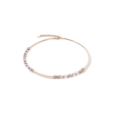 Collier acier inoxydable rosé, perles d'eau douce, verre, cristaux - 4354-10-1920 - Coeur De Lion