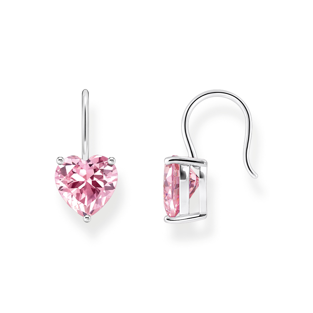 Boucles d'oreilles pendantes coeurs, argent, zircons roses - H2288-051-9 - Thomas Sabo