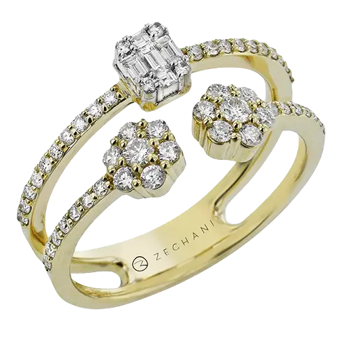 Yellow gold ring, total of 63 diamond points - ZR2437 - Zeghani