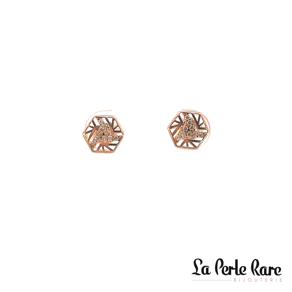 Boucles d'oreilles fixes or rose 10 carats, zircons incolores - EAS-2863-R - Exclusivités