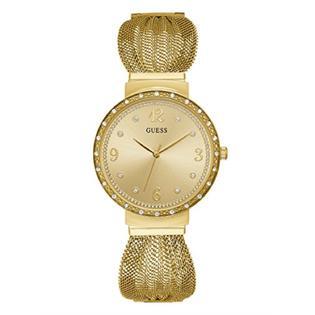 Gold stainless steel watch, crystals - U1083L2 - Guess