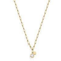 Cz, golden steel necklace - T0XE060220 - Steelx