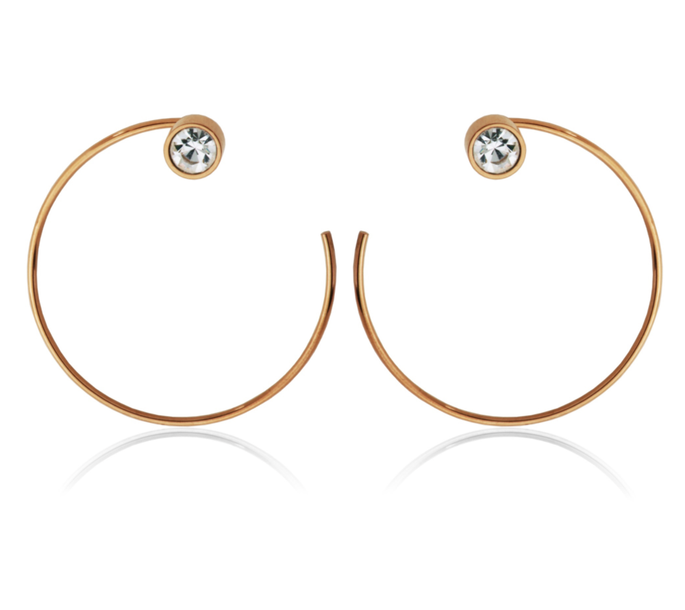 28 mm rose, zirconium steel hoop earrings - T2XC050328 - Steelx