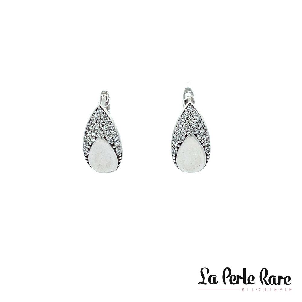 Hoop earrings in white gold with zirconium - EOZ-1179-B - Exclusivity