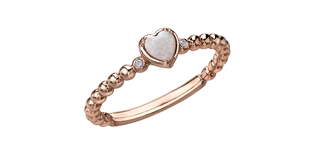 Rose gold opal ring, 1 dia pt total - DD7350 - Corona