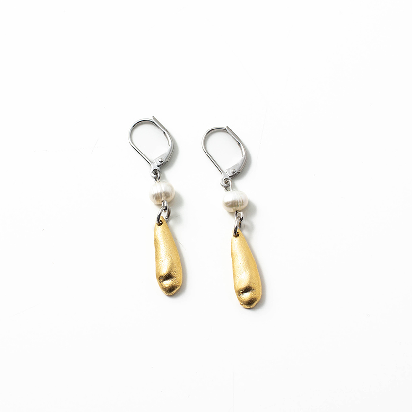 Tin, gold plated and pearl dangling earrings - BLAKE-OR - Anne-marie Chagnon