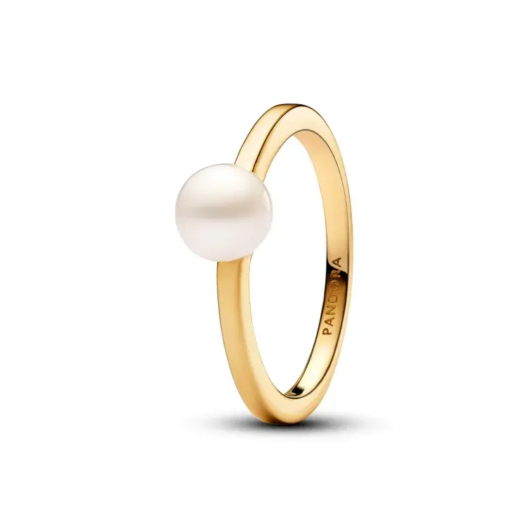 Pandora Ring, Unique Metal Blend Plated in 14k Gold, Freshwater Pearl