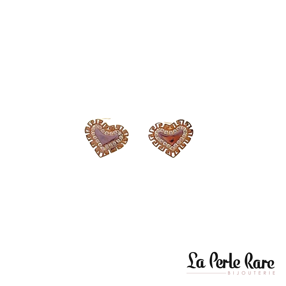 Versace heart shaped stud earrings 2 tone gold (yellow/white), zirconias - EOZ-1668-2T - Exclusivity