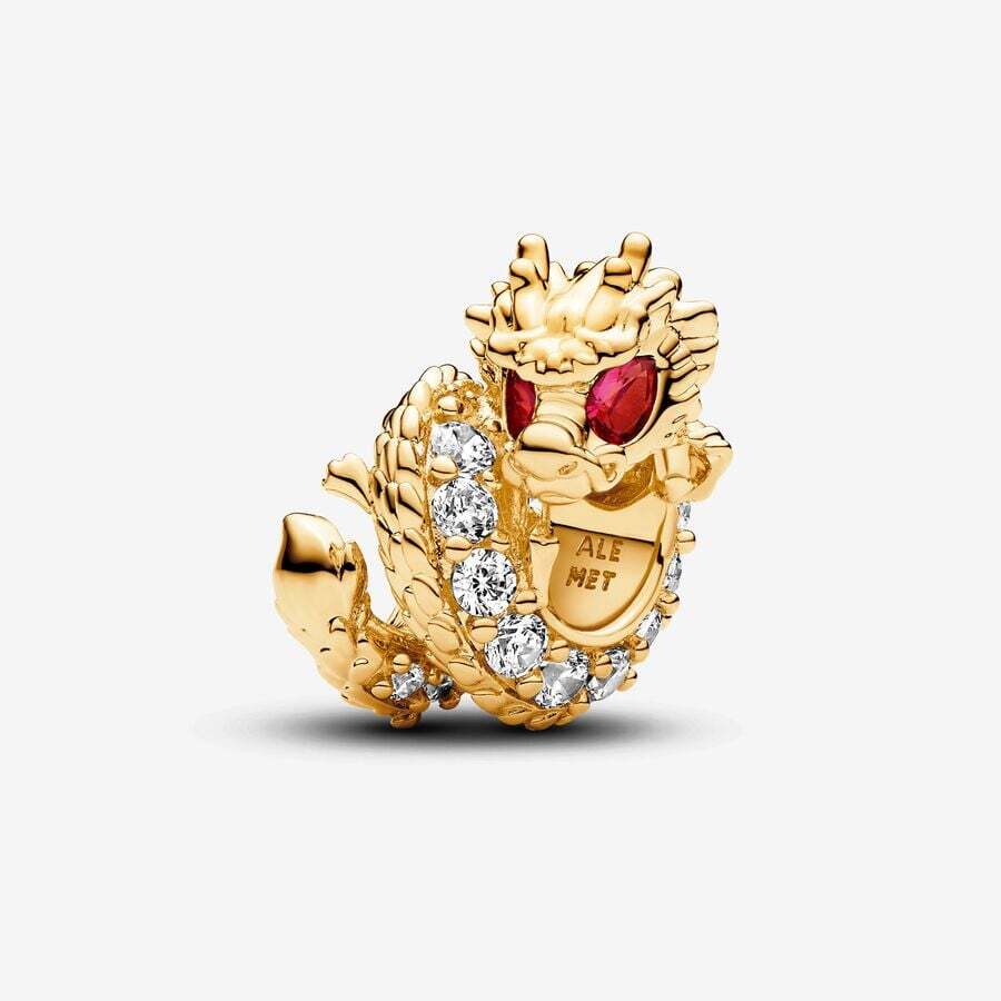 Chinese Year of the Dragon bead, Pandora Shine, with red crystals and cubic zirconium - 763069C01 - Pandora