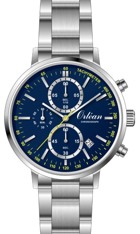 Montre acier, fond bleu - ME3512 - Orlean