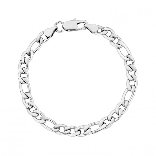 Bracelet figaro, acier inoxydable, 7 millimètres - SSB411W-8.5 - Arz Steel