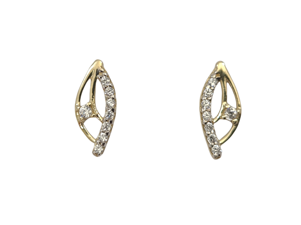 2 tones gold fixed earrings (yellow/white), zirconia - EOZ-1209-2T - Exclusivity