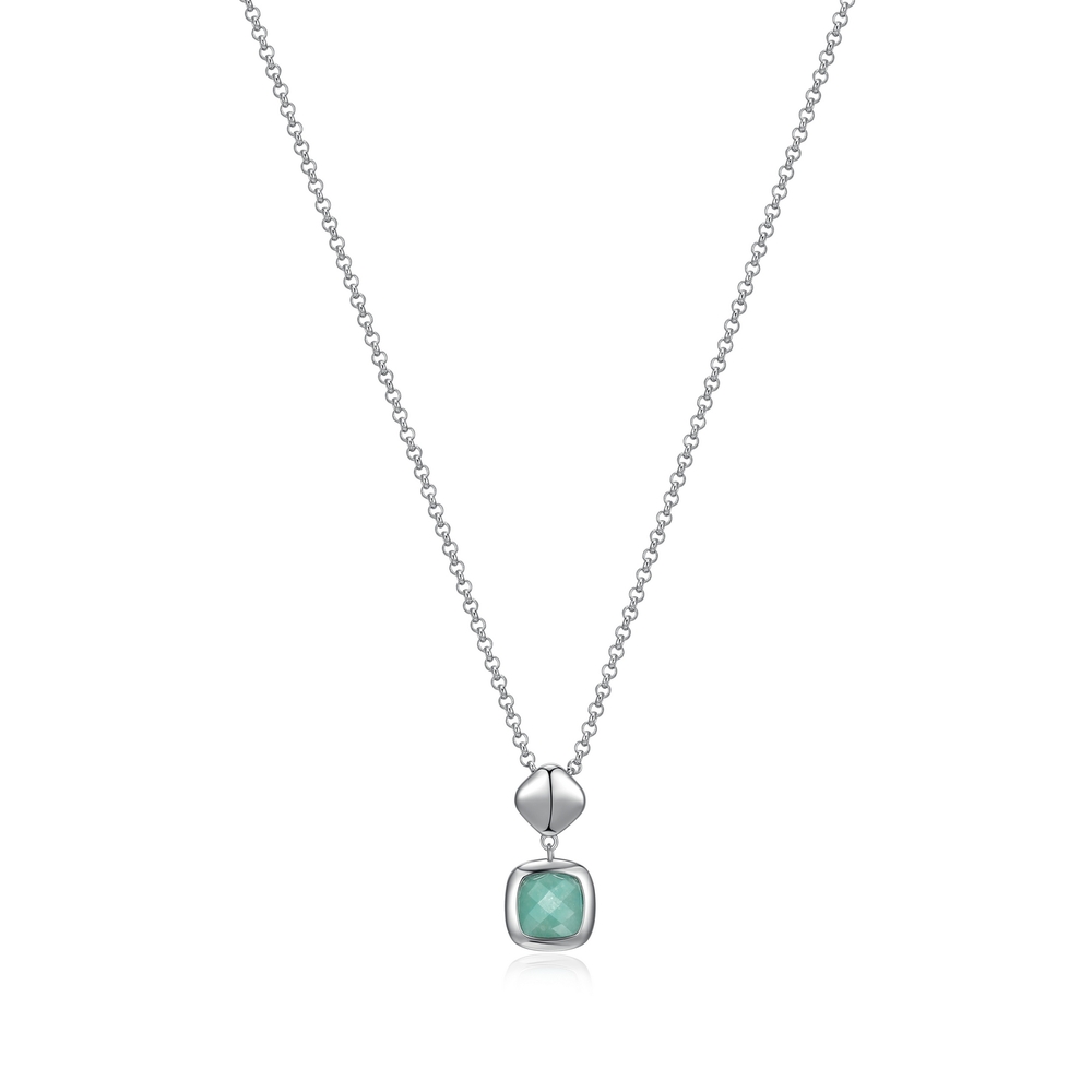 Collier argent rhodié, amazonite