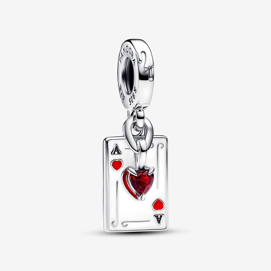 Bille Disney de la Reine de coeur en argent avec émail blanc, rouge et cristal synthétique rouge - 793420C01 - Pandora