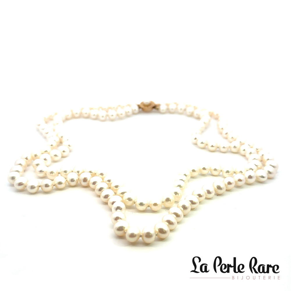 Collier 2 rangs, or jaune, perles d'eau douce AA 5.5-6 mm - LPR55W0049-1618 - Exclusivités