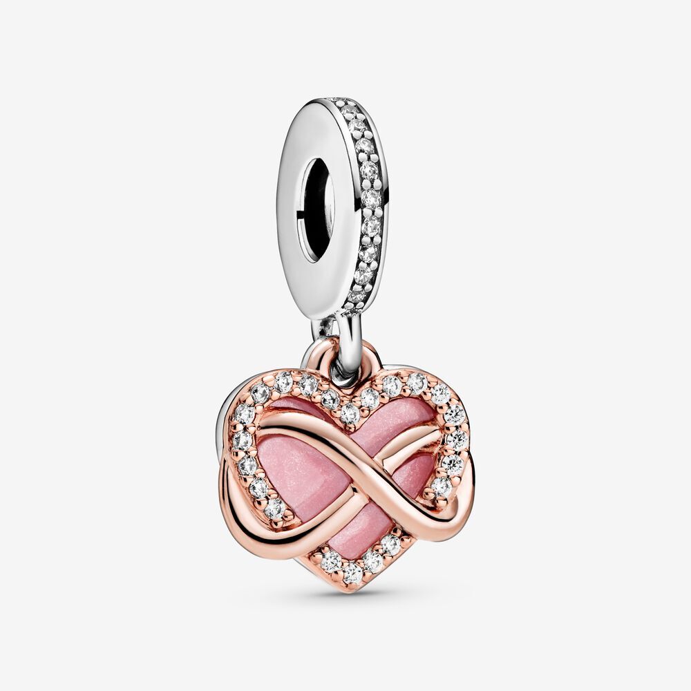 Bille coeur infini scintillant, émail rose, cz incolores pandora rose - 788878C01 - Pandora