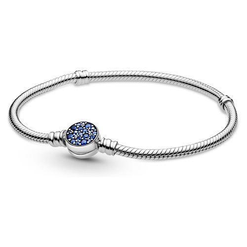 Bracelet disque bleu scintillant, cristal bleu, pandora moments - 599288C01-18 - Pandora