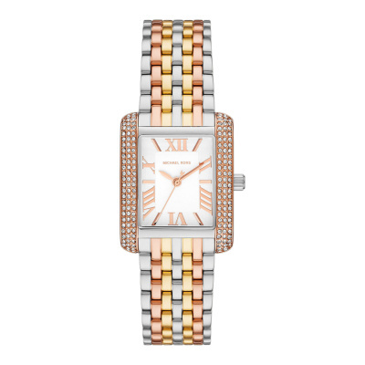 Montre pour femme 3 tons acier inoxydable cadran carré