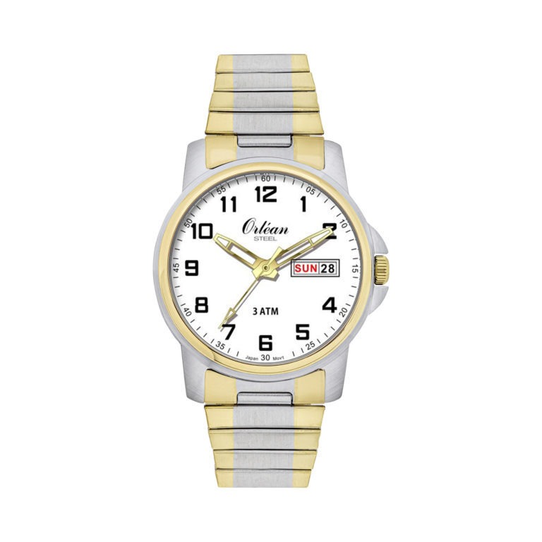 Montre extensible acier 2 tons, fond blanc - ME3314 - Orlean