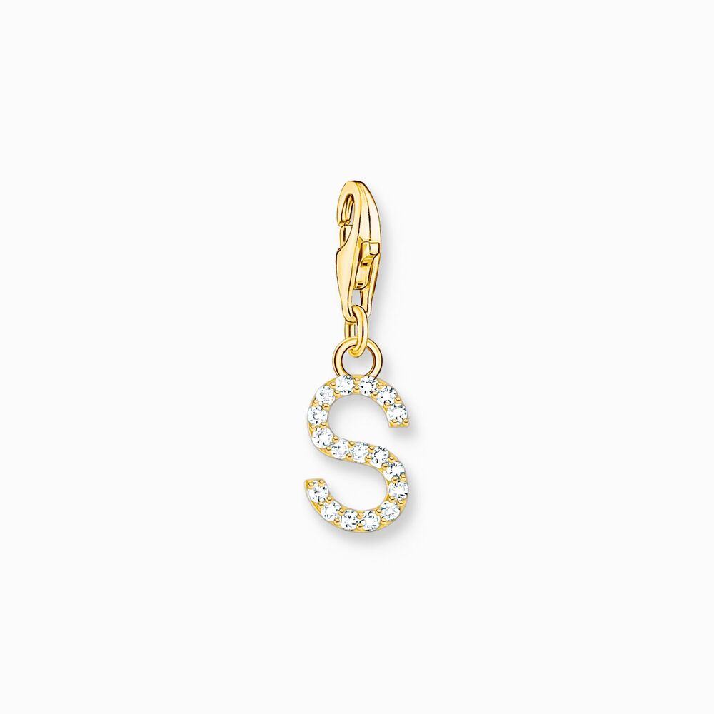 Charm lettre s, argent doré, zircons - 1982-414-14 - Thomas Sabo