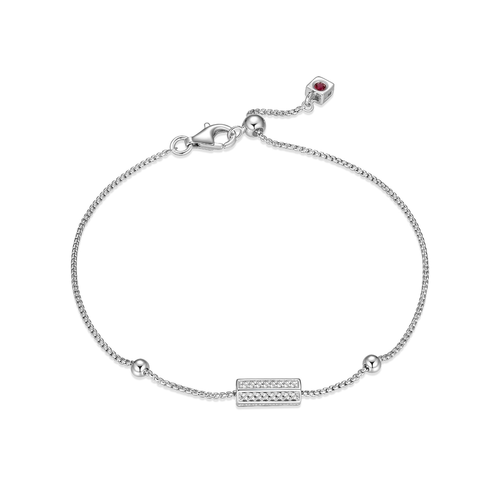 Bracelet ajustable, argent rhodié, saphirs blancs synthétiques - R1LAPLDC4R - Elle