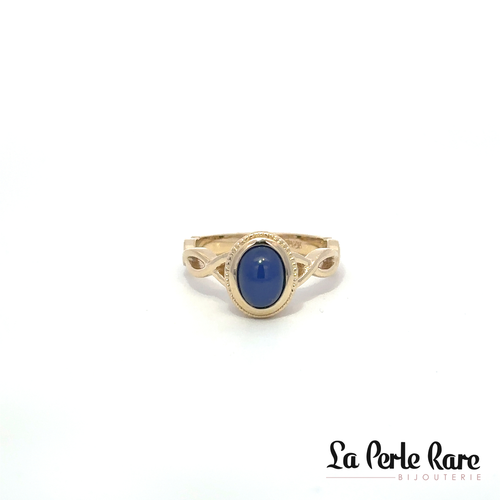 Bague or jaune, saphir bleu étoilé synthétique - 662U42 - Exclusivités