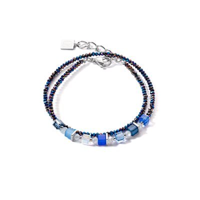 Bracelet double, acier, cristaux bleus - 4564-30-0700 - Coeur De Lion