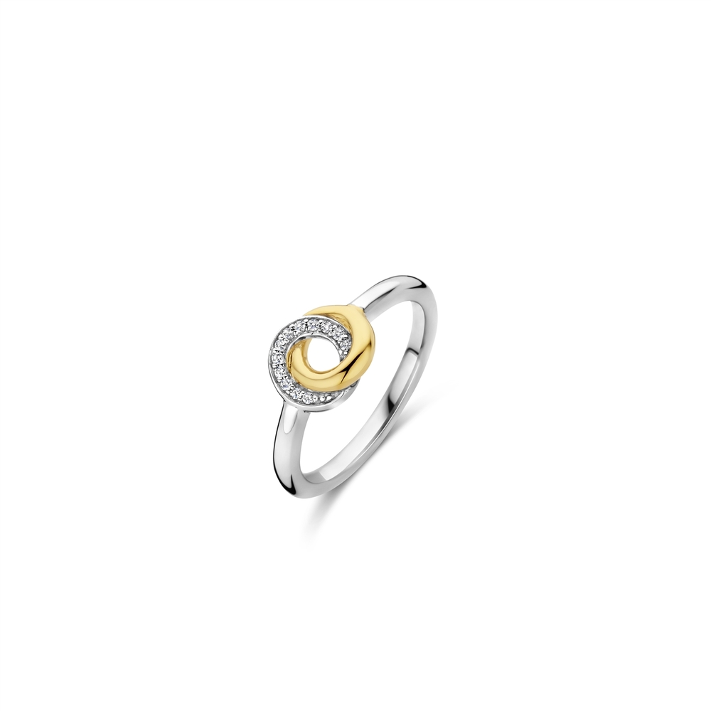 Bague argent 2 tons (blanc/jaune), zircons - 12142ZY-54 - Ti Sento