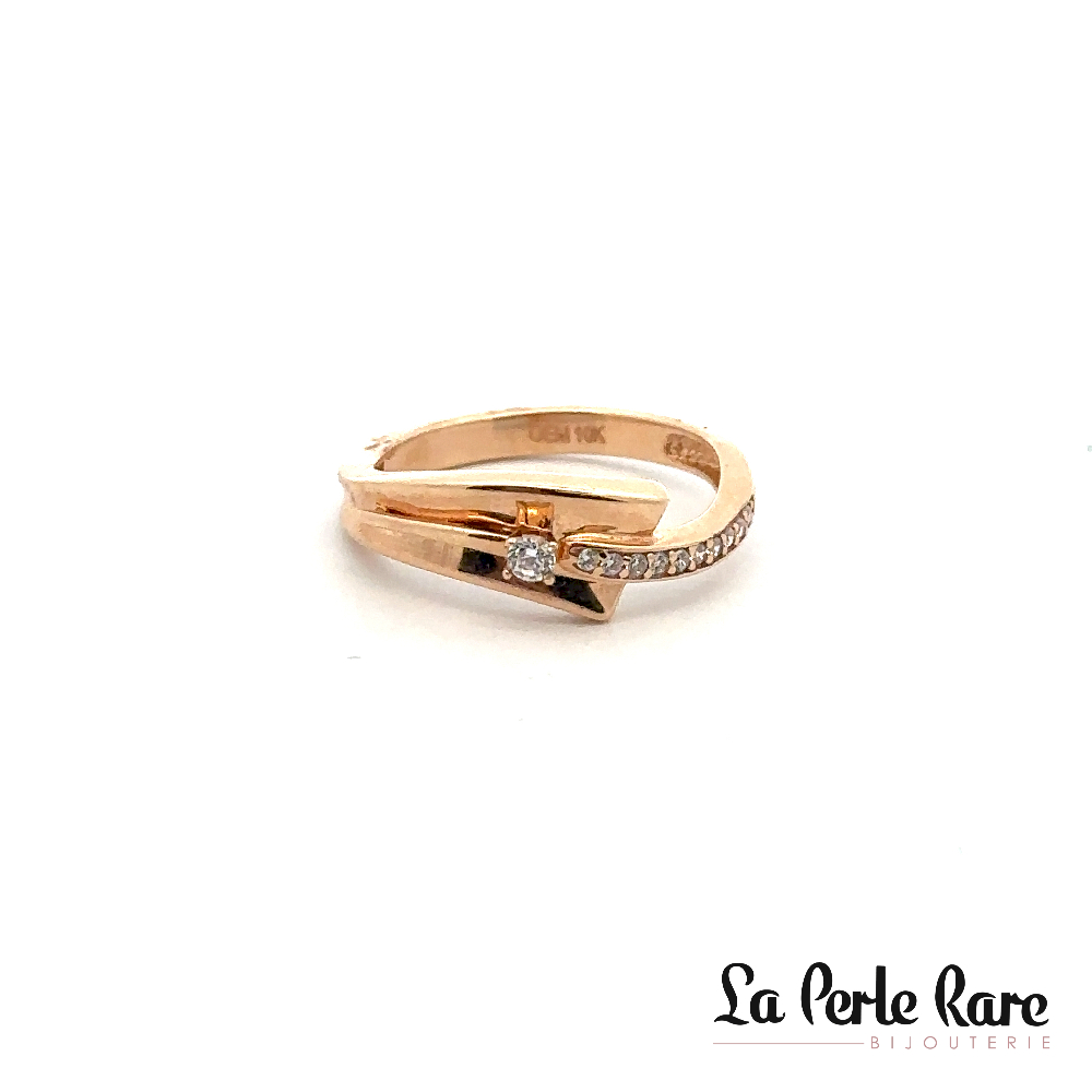 10K Rose Gold Ring, Clear Zircons - AYZ-291-R - Exclusivity