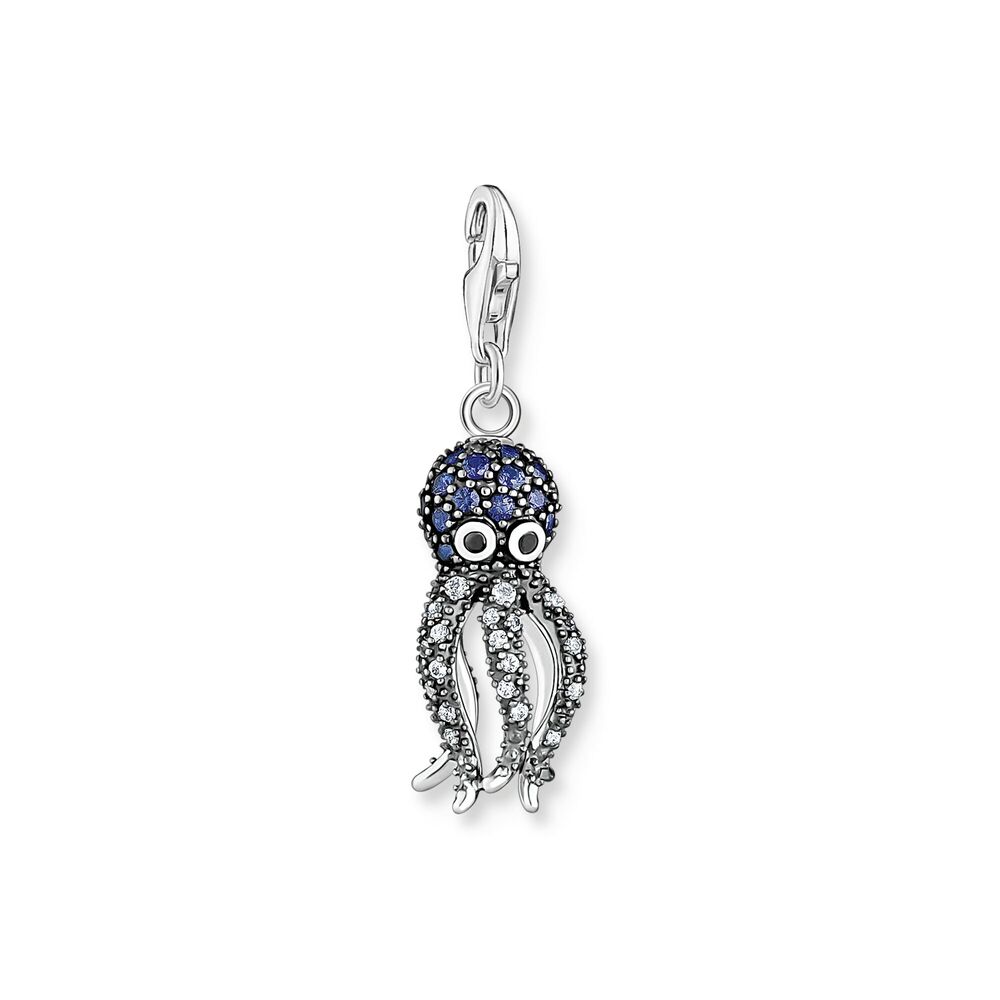 Pendentif charm pieuvre, argent, zircons bleus/blancs - 1890-644-1 - Thomas Sabo