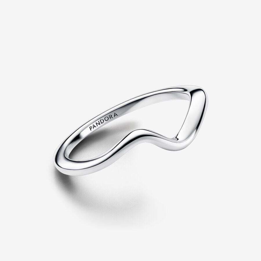 Polished wave ring, silver