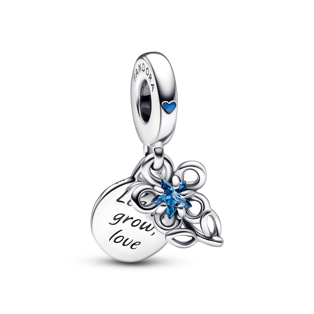 Bille (unicef) fleur épanouie, argent, émail bleu, cristal - 792293C01 - Pandora