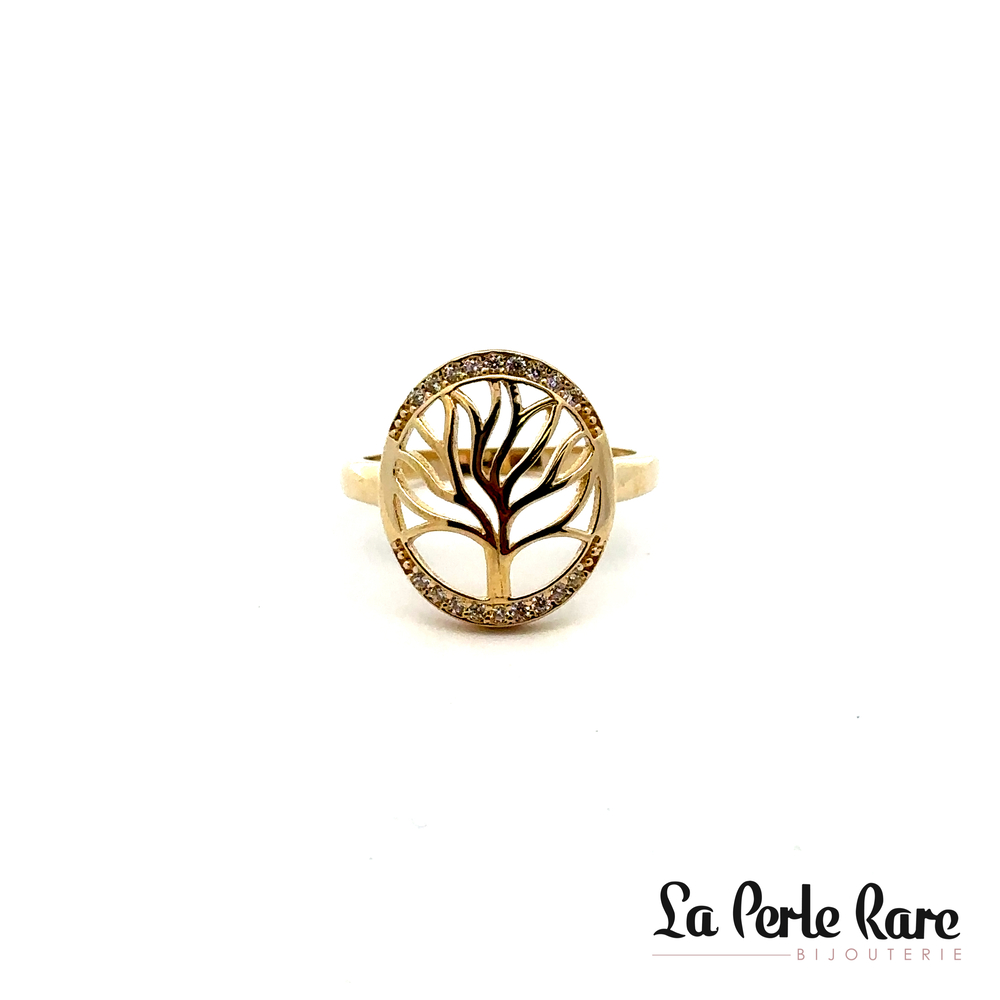 Bague arbre de vie, or jaune 10 carats, zircons incolores - ROZ-3485-J - Exclusivités