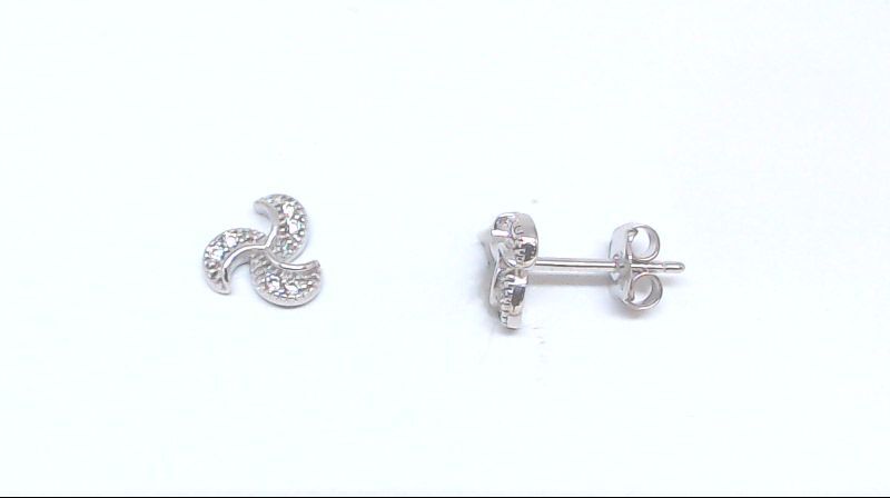 Boucles d'oreilles fixes or blanc 10 carats, zircons incolores - EAS-2434-B - Exclusivités