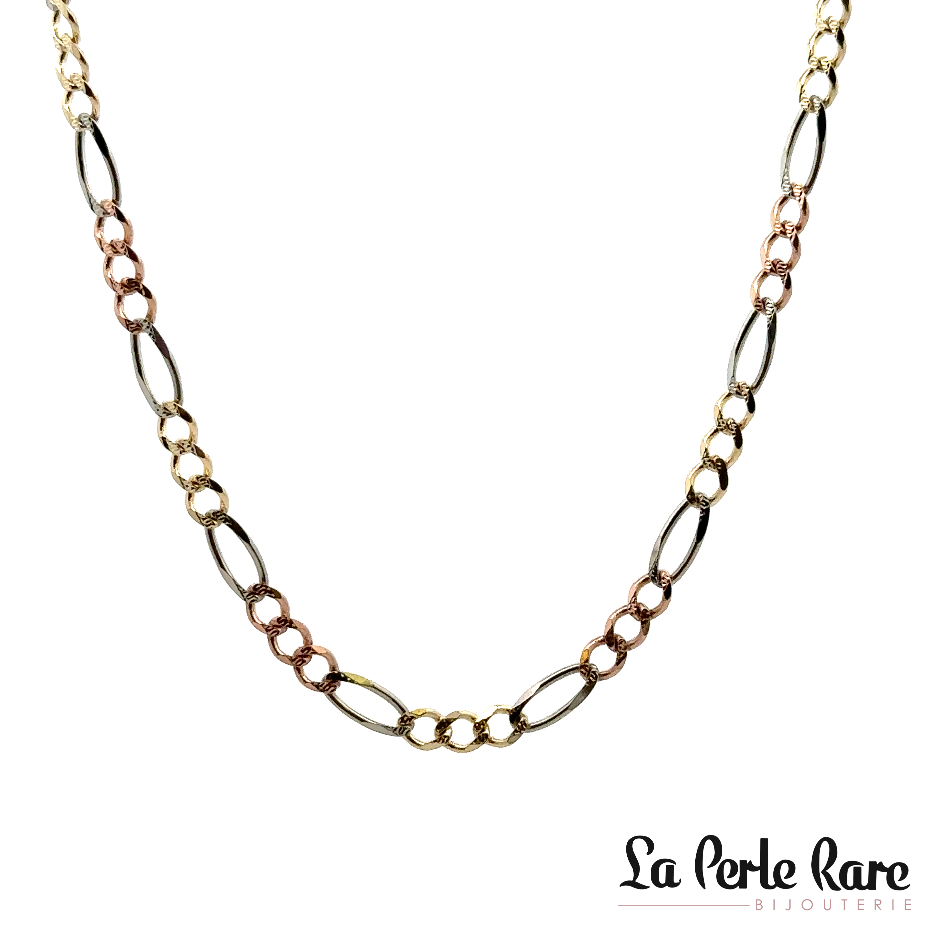 Figaro chain, three-tone gold (yellow/white/rose) - LPR-2324-18 - Exclusivity