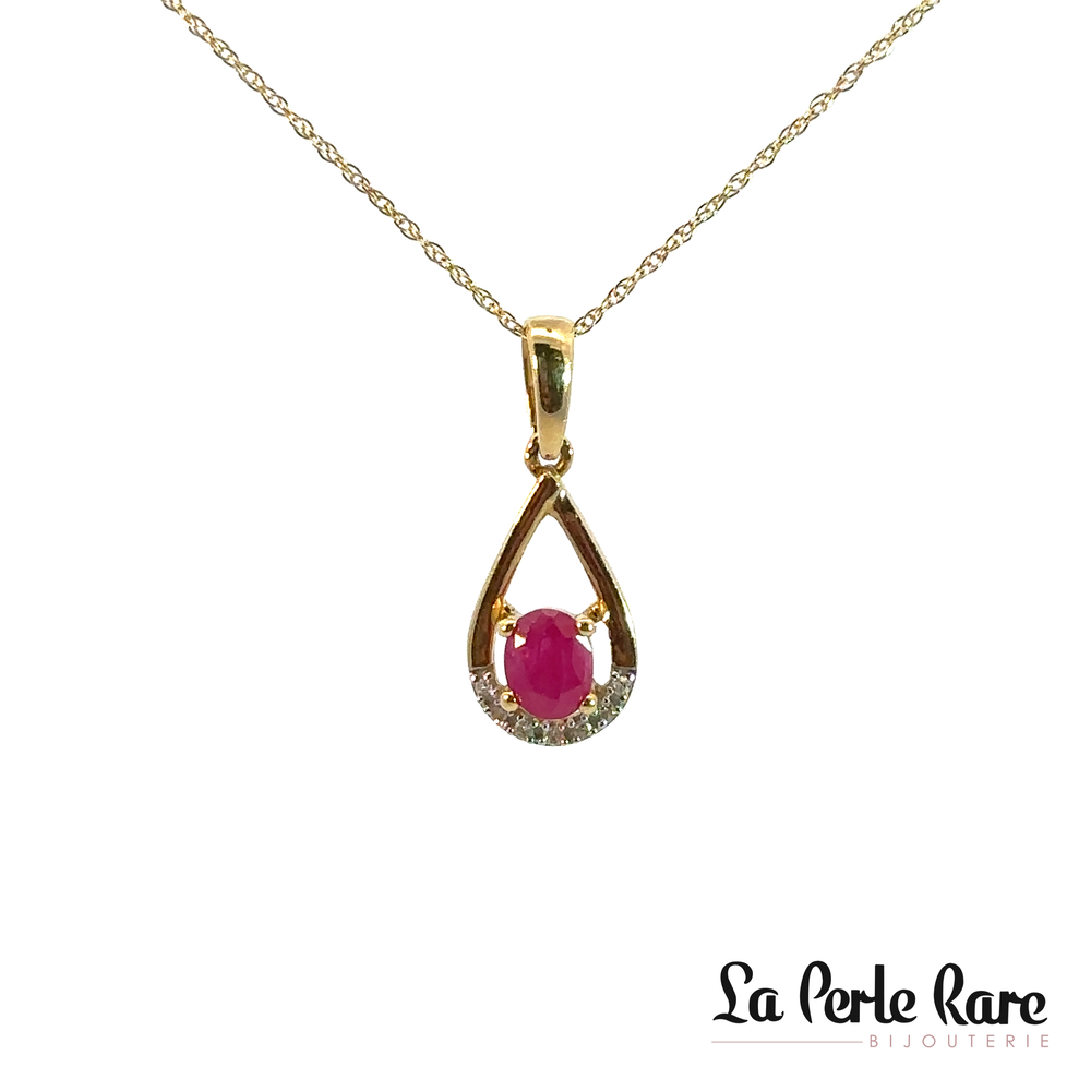 Pendentif rubis et 2 points diamants - SKS21800RUP - Exclusivités