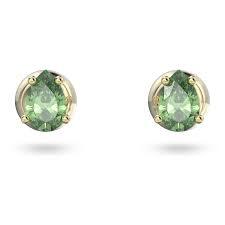 Stud earrings in gold metal with green crystals - 5639120 - Swarovski