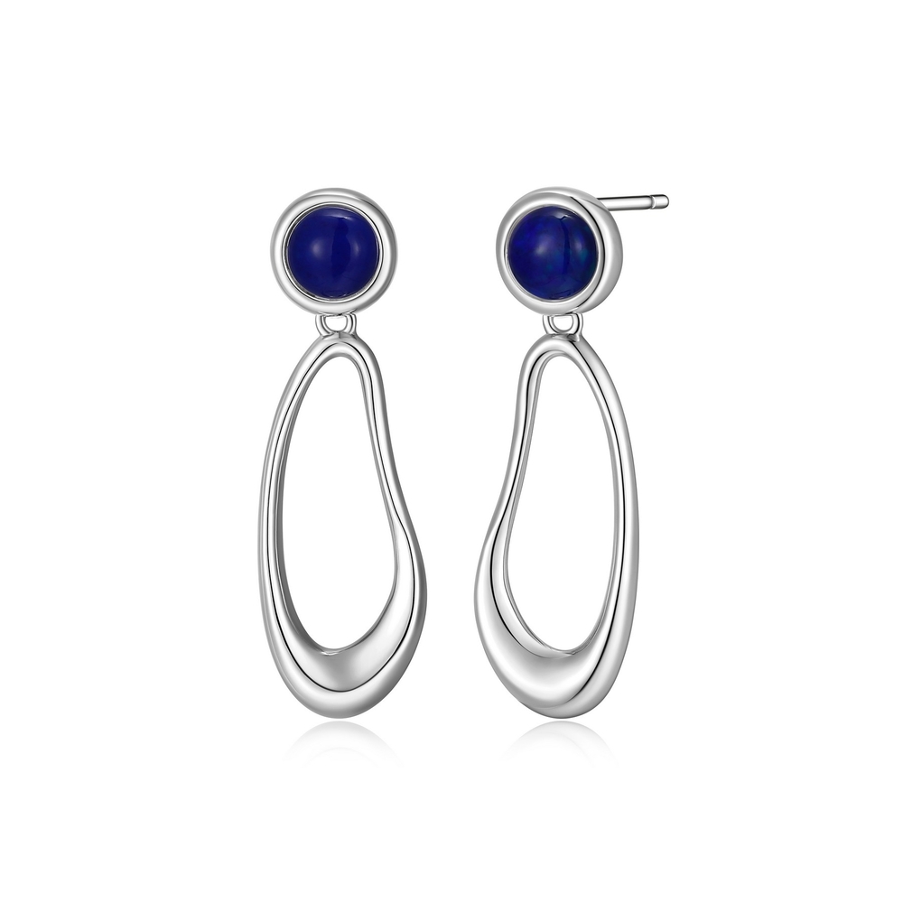 Bo pendantes argent rhodié, opales bleues - R2LCR23158 - Elle