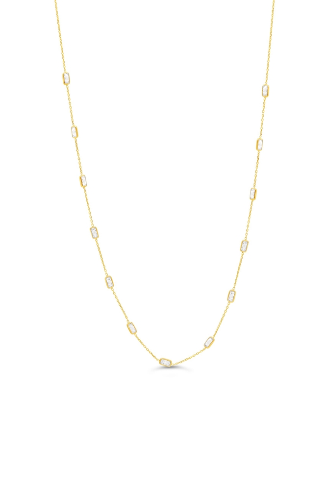 Collier or jaune 10 carats, zircons incolores - 3345N-BLANC - Exclusivités