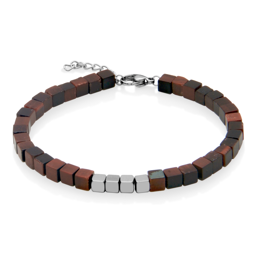 Bracelet acier, oeil-de-tigre