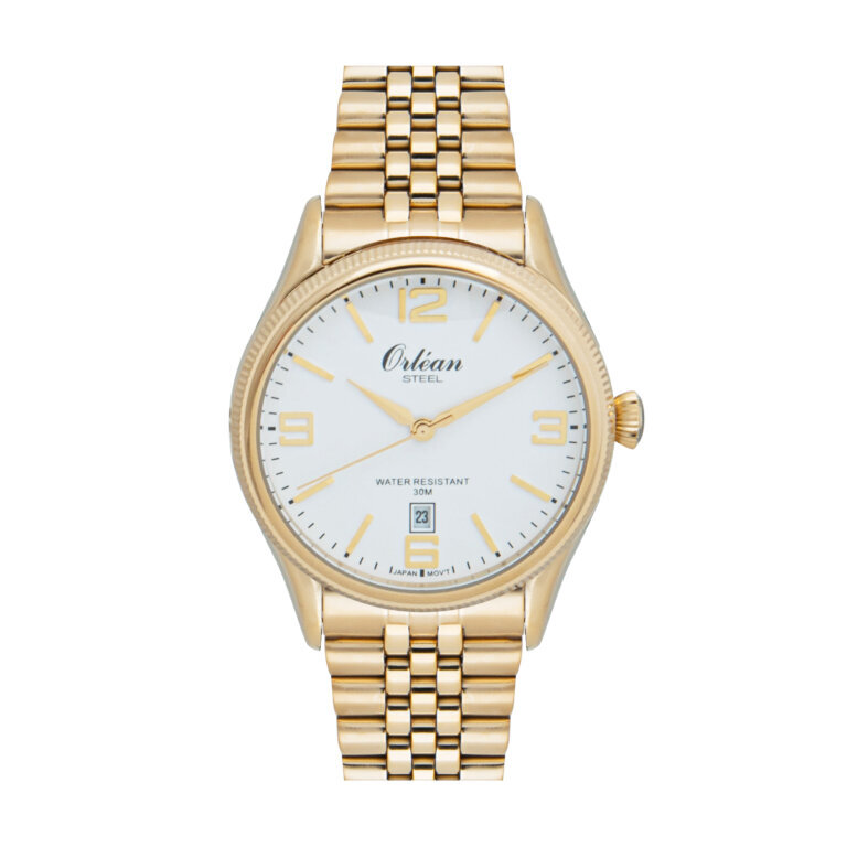 Montre acier doré, fond blanc - ME3521 - Orlean