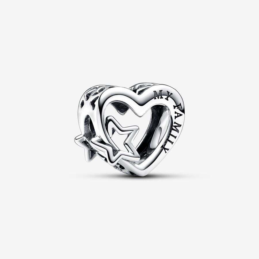 Bille ajouré en forme de coeur, famille et étoile, argent - 792829C00 - Pandora